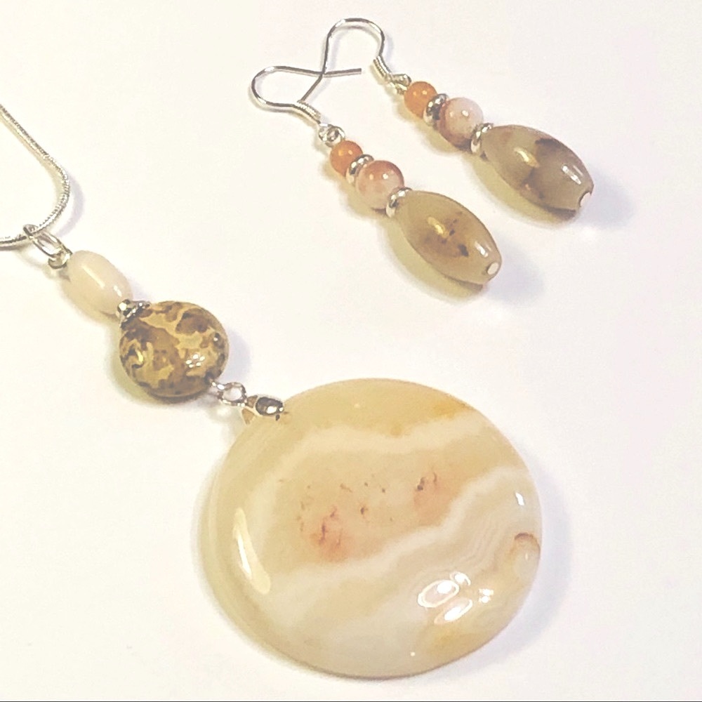 🦋 WINTER WHEAT Agate Aventurine Jasper Necklace Set